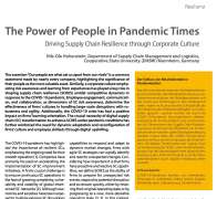 The Power of People in Pandemic Times