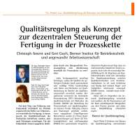 Dezentrale Steuerung der Fertigung in der Prozesskette