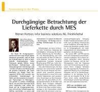 Consistent Overview of Supply Chain by using MES