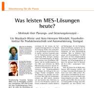 Was leisten MES-Lösungen heute?