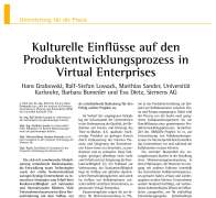 Kulturelle Einflüsse auf den Produktentwicklungsprozess in Virtual Enterprises