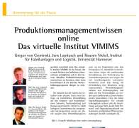 Produktionsmanagementwissen online  Das virtuelle Institut VIMIMS