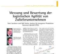 Messung und Bewertung der logistischen Agilität von Zulieferunternehmen
