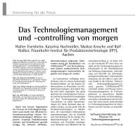 Das Technologiemanagement und -controlling von morgen
