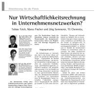 Nur Wirtschaftlichkeitsrechnung in Unternehmensnetzwerken?