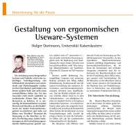 Development of Ergonomic Useware Systems