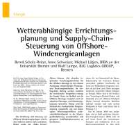 Wetterabhängige Errichtungsplanung und Supply-Chain-Steuerung von OffshoreWindenergieanlagen
