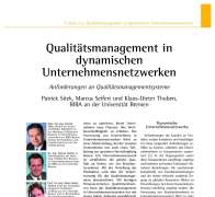 Qualitätsmanagement in dynamischen Unternehmensnetzwerken