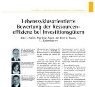 Lebenszyklusorientierte Bewertung der Ressourceneffizienz bei Investitionsgütern