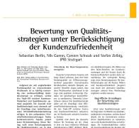 Bewertung von Qualitätsstrategien unter Berücksichtigung der Kundenzufriedenheit
