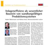 Anlageneffizienz als wesentlicher Baustein von wandlungsfähigen Produktionssystemen