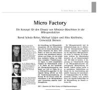 Micro Factory – Concept for the Use of Mini Machines in Micro Production