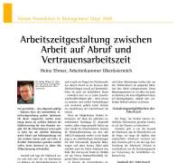 Arbeitszeitgestaltung zwischen Arbeit auf Abruf und Vertrauensarbeitszeit