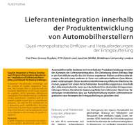 Supplier Integration in Product Development Projects of Automotive Manufacturers