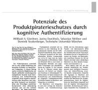 Potenziale des Produktpiraterieschutzes durch kognitive Authentifizierung