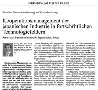 Zwischen Internationalisierung und Restrukturierung Kooperationsmanagement der japanischen Industrie in fortschrittlichen Technologiefeldern