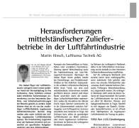 Herausforderungen mittelständischer Zulieferbetriebe in der Luftfahrtindustrie