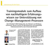 Trainingsmodule zum Aufbau von nachhaltigem Erfahrungs- wissen zur Unterstützung von Change-Management-Prozessen
