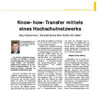 Know-how-Transfer mittels eines Hochschulnetzwerks