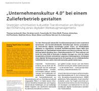 „Unternehmenskultur 4.0“ bei einem Zulieferbetrieb gestalten