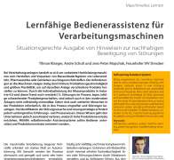 Lernfähige Bedienerassistenz für Verarbeitungsmaschinen