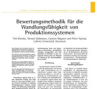 Bewertungsmethodik für die Wandlungsfähigkeit von Produktionssystemen