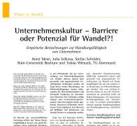 Unternehmenskultur – Barriere oder Potenzial für Wandel?!