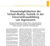 Einsatzmöglichkeiten der Virtual-Reality-Technik in der Universitätsausbildung von Ingenieuren