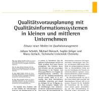 Qualitätsvorausplanung mit Qualitätsinformationssystemen in kleinen und mittleren Unternehmen