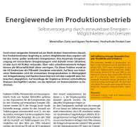 Energiewende im Produktionsbetrieb Selbstversorgung durch erneuerbare Energien