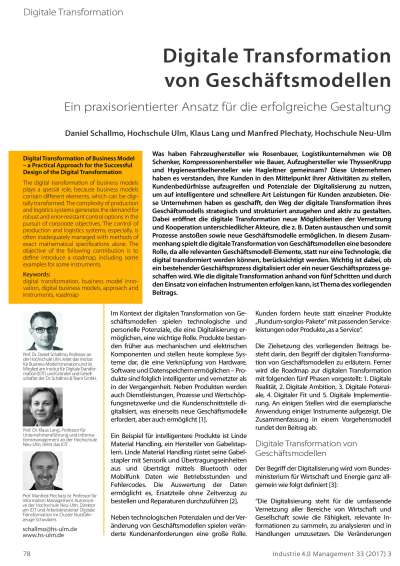 Digital Transformation of Business Model - Industry 4.0 Science